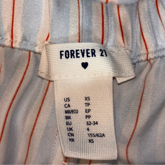 NWOT Forever 21 White Striped Satin Shirt & Short Sleepwear Set Size XS - Picture 4 of 6